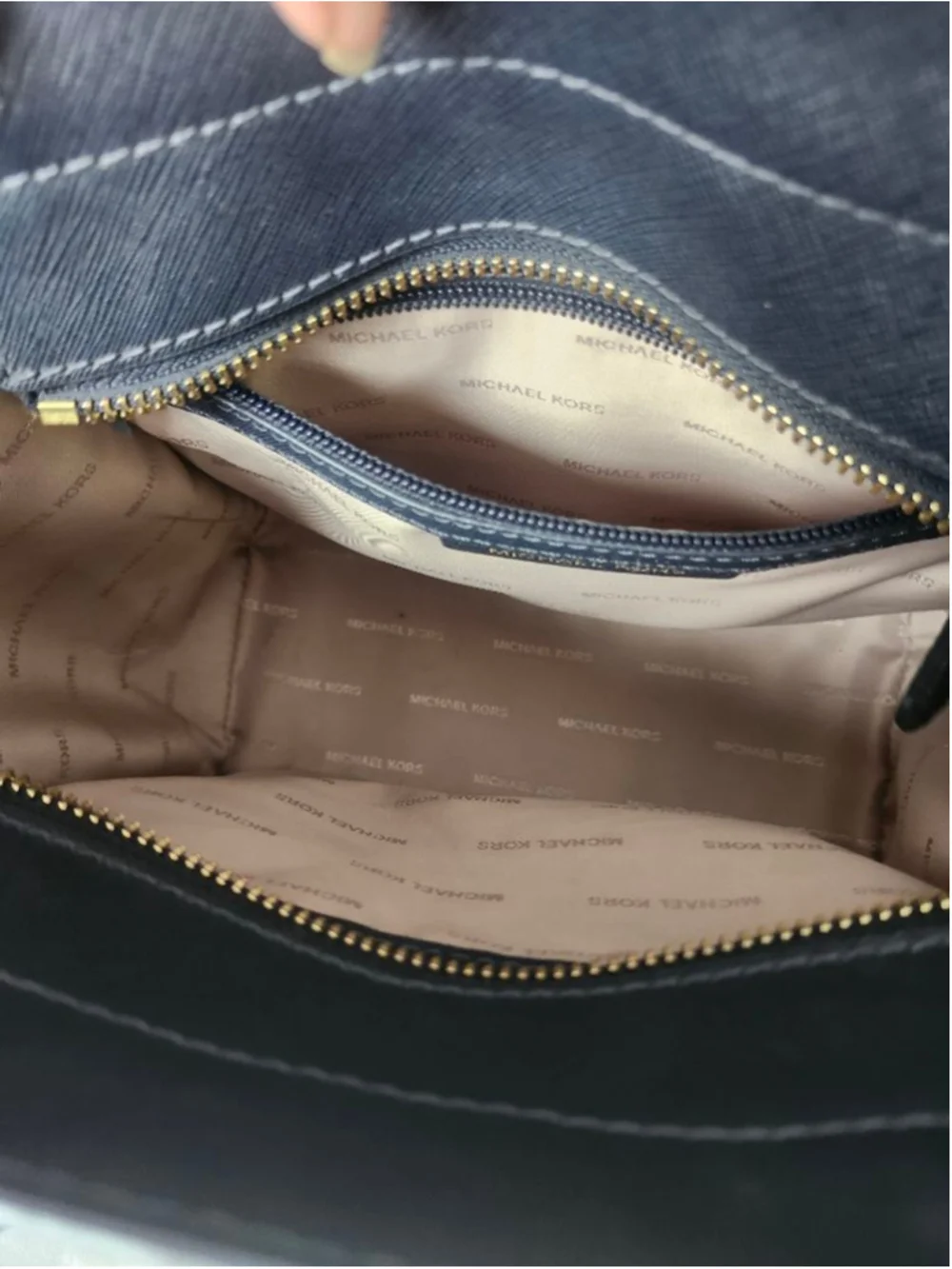 Women's Michael Kors Navy Satchel One Size with Gold Hardware